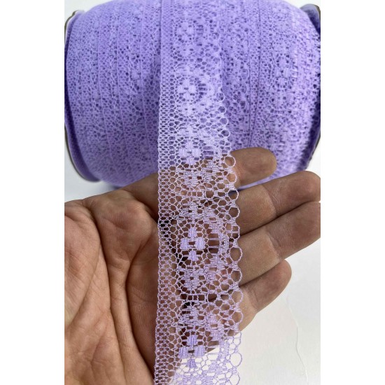 Lila Dantel Şerit,Kenar S&uuml;s&uuml;,Dekoratif Dantel,Tek Taraflı En 5 Cm Boy 1 Metre-KBLY-1001