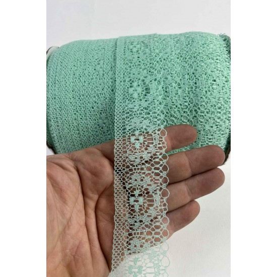 Su Yeşili Dantel Şerit,Kenar S&uuml;s&uuml;,Dekoratif Dantel,Tek Taraflı En 5 Cm Boy 1 Metre-KBLY-1002