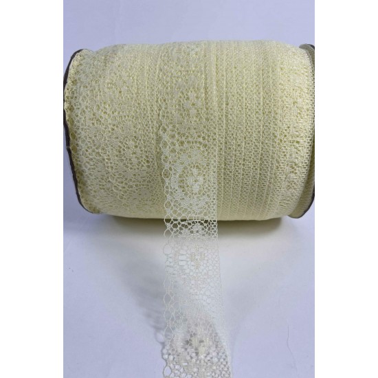 A&ccedil;ık Sarı Dantel Şerit,Kenar S&uuml;s&uuml;,Dekoratif Dantel,Tek Taraflı En 5 Cm Boy 1 Metre-KBLY-1003