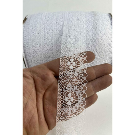 Beyaz Dantel Şerit,Kenar S&uuml;s&uuml;,Dekoratif Dantel,Tek Taraflı En 5 Cm Boy 1 Metre-KBLY-1005