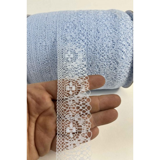 Bebe Mavi Dantel Şerit,Kenar S&uuml;s&uuml;,Dekoratif Dantel,Tek Taraflı En 5 Cm Boy 1 Metre-KBLY-1006