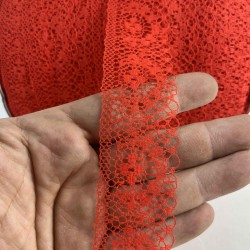 Kırmızı Dantel Şerit,Kenar S&uuml;s&uuml;,Dekoratif Dantel,Tek Taraflı En 5 Cm Boy 1 Metre-KBLY-1007