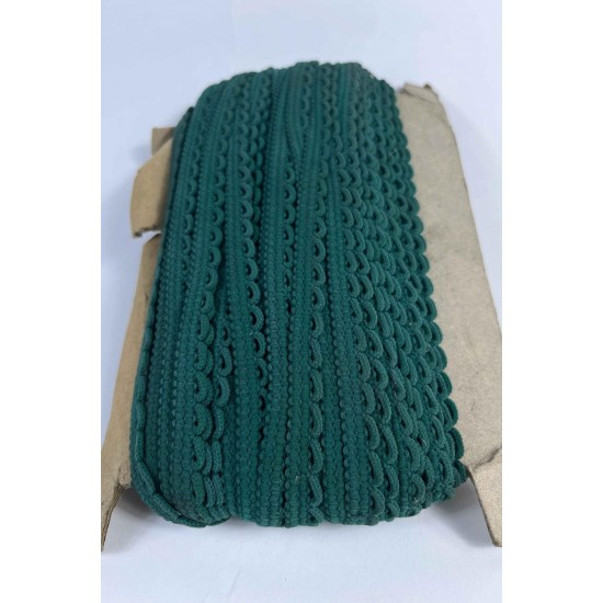 Koyu Yeşil Zincirli Şerit 1 cm En &ndash; Kenar S&uuml;s&uuml;, Dekoratif Şerit ve El İşi Aksesuarı (1 Metre)-KBLY-1010