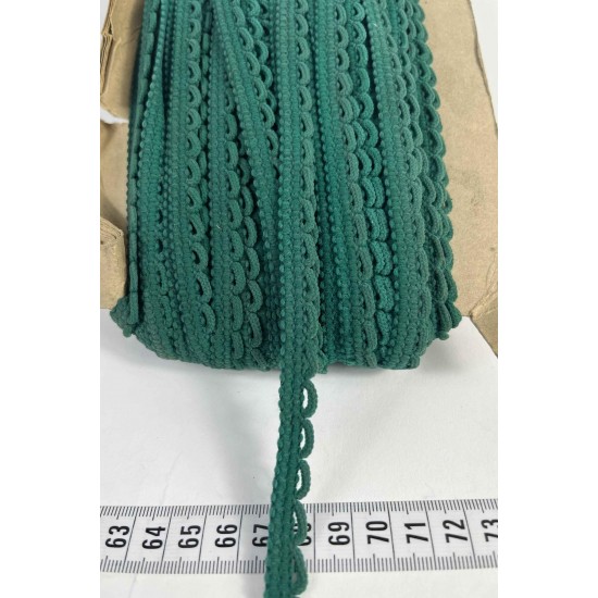 Koyu Yeşil Zincirli Şerit 1 cm En &ndash; Kenar S&uuml;s&uuml;, Dekoratif Şerit ve El İşi Aksesuarı (1 Metre)-KBLY-1010