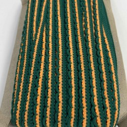 Koyu Yeşil Sarı Zincirli Şerit 1 cm En &ndash; Kenar S&uuml;s&uuml;, Dekoratif Şerit ve El İşi Aksesuarı (1 Metre)-KBLY-1011