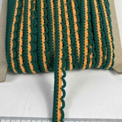 Koyu Yeşil Sarı Zincirli Şerit 1 cm En &ndash; Kenar S&uuml;s&uuml;, Dekoratif Şerit ve El İşi Aksesuarı (1 Metre)-KBLY-1011