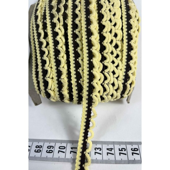 Koyu Krem Kahverengi Zincirli Şerit 1 cm En &ndash; Kenar S&uuml;s&uuml;, Dekoratif Şerit ve El İşi Aksesuarı (1 Metre)-KBLY-1012