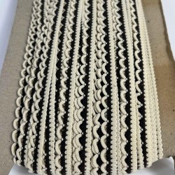 Krem Siyah Zincirli Şerit 1 cm En &ndash; Kenar S&uuml;s&uuml;, Dekoratif Şerit ve El İşi Aksesuarı (1 Metre)-KBLY-1013