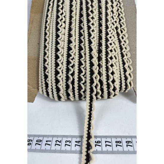 Krem Siyah Zincirli Şerit 1 cm En &ndash; Kenar S&uuml;s&uuml;, Dekoratif Şerit ve El İşi Aksesuarı (1 Metre)-KBLY-1013