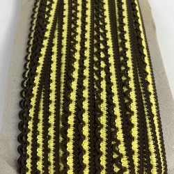 Kahverengi Sarı Zincirli Şerit 1 cm En &ndash; Kenar S&uuml;s&uuml;, Dekoratif Şerit ve El İşi Aksesuarı (1 Metre)-KBLY-1014