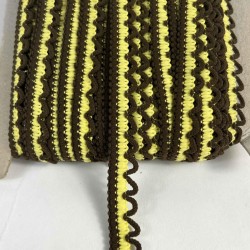 Kahverengi Sarı Zincirli Şerit 1 cm En &ndash; Kenar S&uuml;s&uuml;, Dekoratif Şerit ve El İşi Aksesuarı (1 Metre)-KBLY-1014