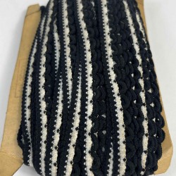 Siyah Beyaz Zincirli Şerit 1 cm En &ndash; Kenar S&uuml;s&uuml;, Dekoratif Şerit ve El İşi Aksesuarı (1 Metre)-KBLY-1016