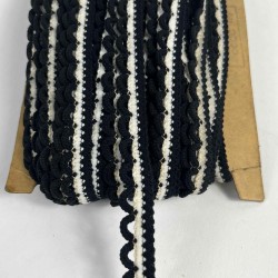 Siyah Beyaz Zincirli Şerit 1 cm En &ndash; Kenar S&uuml;s&uuml;, Dekoratif Şerit ve El İşi Aksesuarı (1 Metre)-KBLY-1016