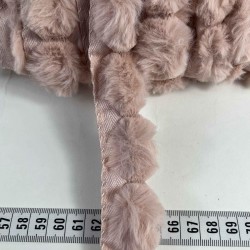 Koyu Pudra Tavşan T&uuml;yl&uuml; Peluş Şerit &ndash; Yumuşak Dokulu Dekoratif Kenar S&uuml;s&uuml; (1 Metre)-KBLY-1020