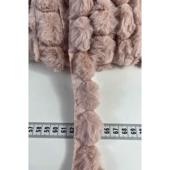 Koyu Pudra Tavşan T&uuml;yl&uuml; Peluş Şerit &ndash; Yumuşak Dokulu Dekoratif Kenar S&uuml;s&uuml; (1 Metre)-KBLY-1020