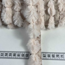 A&ccedil;ık Pudra Tavşan T&uuml;yl&uuml; Peluş Şerit &ndash; Yumuşak Dokulu Dekoratif Kenar S&uuml;s&uuml; (1 Metre)-KBLY-1021