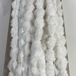 A&ccedil;ık Krem Tavşan T&uuml;yl&uuml; Peluş Şerit &ndash; Yumuşak Dokulu Dekoratif Kenar S&uuml;s&uuml; (1 Metre)-KBLY-1022