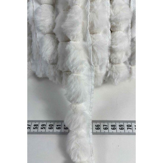A&ccedil;ık Krem Tavşan T&uuml;yl&uuml; Peluş Şerit &ndash; Yumuşak Dokulu Dekoratif Kenar S&uuml;s&uuml; (1 Metre)-KBLY-1022