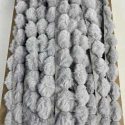 A&ccedil;ık Gri Tavşan T&uuml;yl&uuml; Peluş Şerit &ndash; Yumuşak Dokulu Dekoratif Kenar S&uuml;s&uuml; (1 Metre)-KBLY-1023