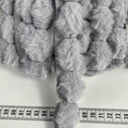 A&ccedil;ık Gri Tavşan T&uuml;yl&uuml; Peluş Şerit &ndash; Yumuşak Dokulu Dekoratif Kenar S&uuml;s&uuml; (1 Metre)-KBLY-1023