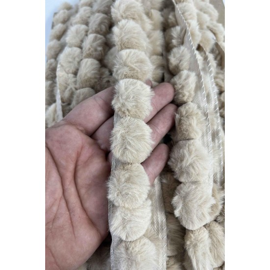 Vizon Tavşan T&uuml;yl&uuml; Peluş Şerit &ndash; Yumuşak Dokulu Dekoratif Kenar S&uuml;s&uuml; (1 Metre)-KBLY-1024