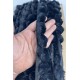 Siyah Tavşan T&uuml;yl&uuml; Peluş Şerit &ndash; Yumuşak Dokulu Dekoratif Kenar S&uuml;s&uuml; (1 Metre)-KBLY-1025