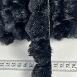 Siyah Tavşan T&uuml;yl&uuml; Peluş Şerit &ndash; Yumuşak Dokulu Dekoratif Kenar S&uuml;s&uuml; (1 Metre)-KBLY-1025