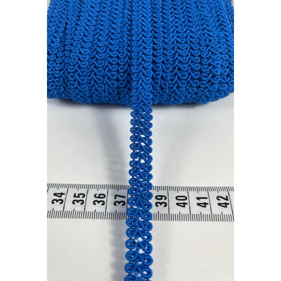 Saks Mavi Ko&ccedil; Boynuzu Şerit &ndash; Dekoratif Kenar S&uuml;s&uuml; ve El İşi Aksesuarı (3 Metre)-KBLY-1028