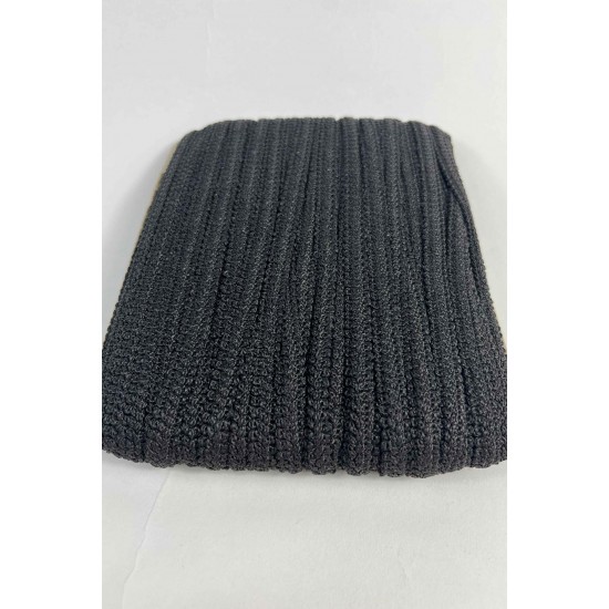 Siyah Dikişli Ko&ccedil; Boynuzu Şerit &ndash; Dekoratif Kenar S&uuml;s&uuml; ve El İşi Aksesuarı (3 Metre)-KBLY-1034