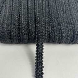 Siyah Dikişli Ko&ccedil; Boynuzu Şerit &ndash; Dekoratif Kenar S&uuml;s&uuml; ve El İşi Aksesuarı (3 Metre)-KBLY-1034