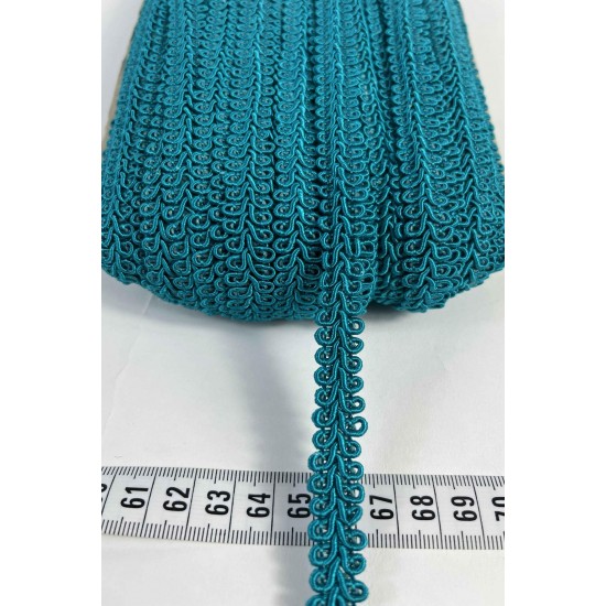 Turkuaz Ko&ccedil; Boynuzu Şerit &ndash; Dekoratif Kenar S&uuml;s&uuml; ve El İşi Aksesuarı (3 Metre)-KBLY-1037