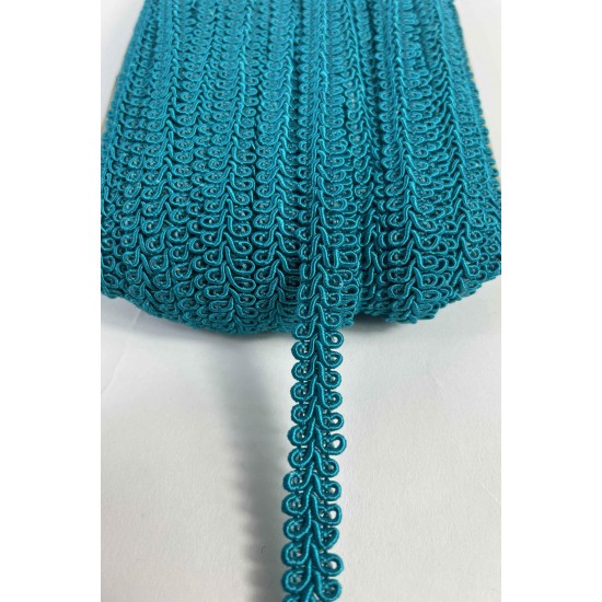 Turkuaz Ko&ccedil; Boynuzu Şerit &ndash; Dekoratif Kenar S&uuml;s&uuml; ve El İşi Aksesuarı (3 Metre)-KBLY-1037