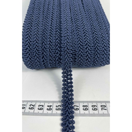 Lacivert Ko&ccedil; Boynuzu Şerit &ndash; Dekoratif Kenar S&uuml;s&uuml; ve El İşi Aksesuarı (3 Metre)-KBLY-1040