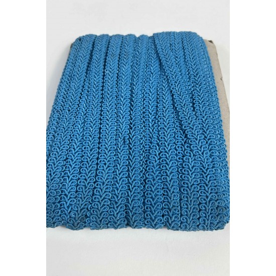 Mavi Ko&ccedil; Boynuzu Şerit &ndash; Dekoratif Kenar S&uuml;s&uuml; ve El İşi Aksesuarı (3 Metre)-KBLY-1043