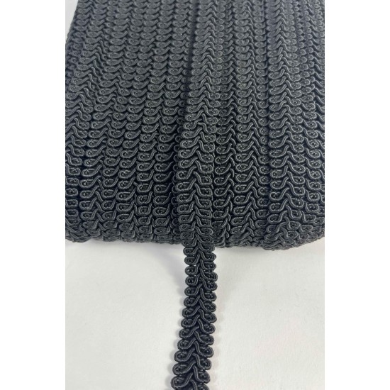 Siyah Ko&ccedil; Boynuzu Şerit &ndash; Dekoratif Kenar S&uuml;s&uuml; ve El İşi Aksesuarı (3 Metre)-KBLY-1044