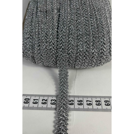 G&uuml;m&uuml;ş Simli Ko&ccedil; Boynuzu Şerit &ndash; Dekoratif Kenar S&uuml;s&uuml; ve El İşi Aksesuarı (3 Metre)-KBLY-1056