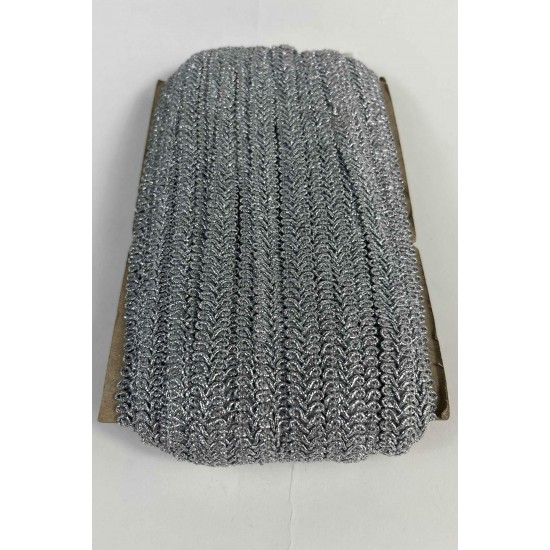 G&uuml;m&uuml;ş Simli Ko&ccedil; Boynuzu Şerit &ndash; Dekoratif Kenar S&uuml;s&uuml; ve El İşi Aksesuarı (3 Metre)-KBLY-1056