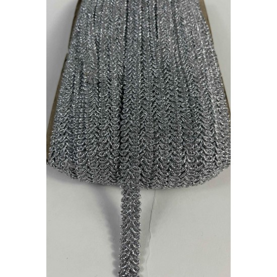 G&uuml;m&uuml;ş Simli Ko&ccedil; Boynuzu Şerit &ndash; Dekoratif Kenar S&uuml;s&uuml; ve El İşi Aksesuarı (3 Metre)-KBLY-1056