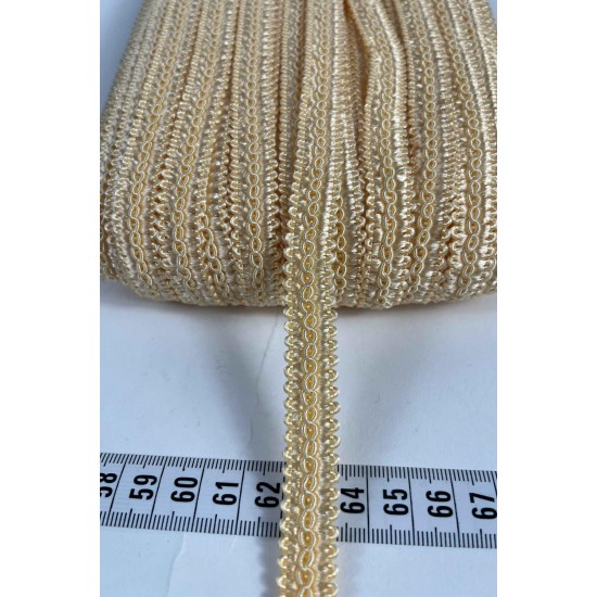 Koyu Krem Dikişli Ko&ccedil; Boynuzu Şerit &ndash; Dekoratif Kenar S&uuml;s&uuml; ve El İşi Aksesuarı (3 Metre)-KBLY-1058