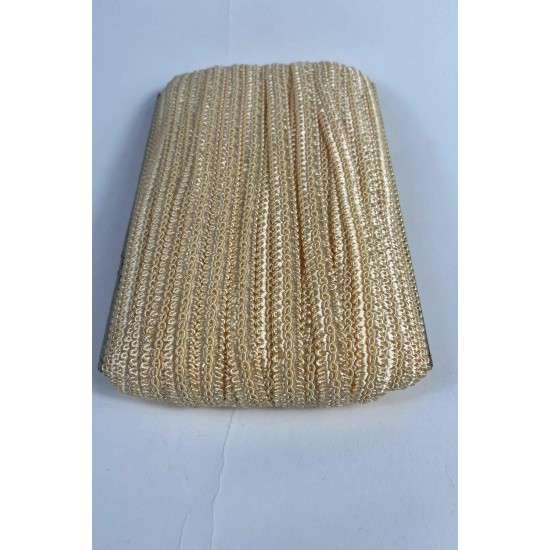 Koyu Krem Dikişli Ko&ccedil; Boynuzu Şerit &ndash; Dekoratif Kenar S&uuml;s&uuml; ve El İşi Aksesuarı (3 Metre)-KBLY-1058