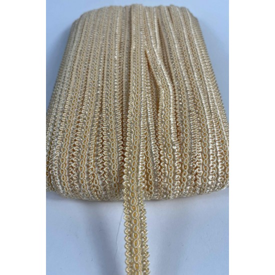 Koyu Krem Dikişli Ko&ccedil; Boynuzu Şerit &ndash; Dekoratif Kenar S&uuml;s&uuml; ve El İşi Aksesuarı (3 Metre)-KBLY-1058