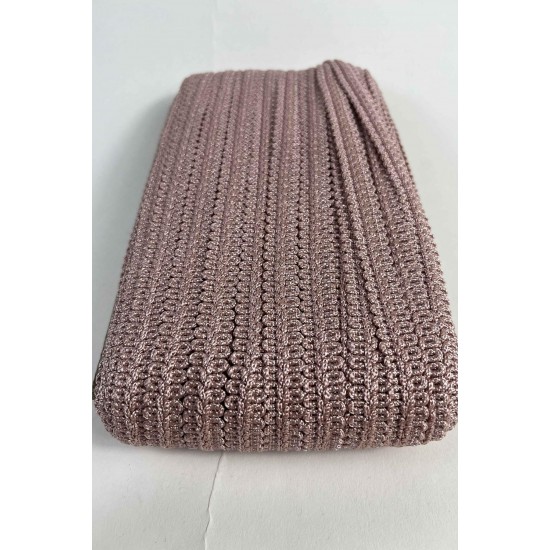 Koyu Pudra Dikişli Ko&ccedil; Boynuzu Şerit &ndash; Dekoratif Kenar S&uuml;s&uuml; ve El İşi Aksesuarı (3 Metre)-KBLY-1059