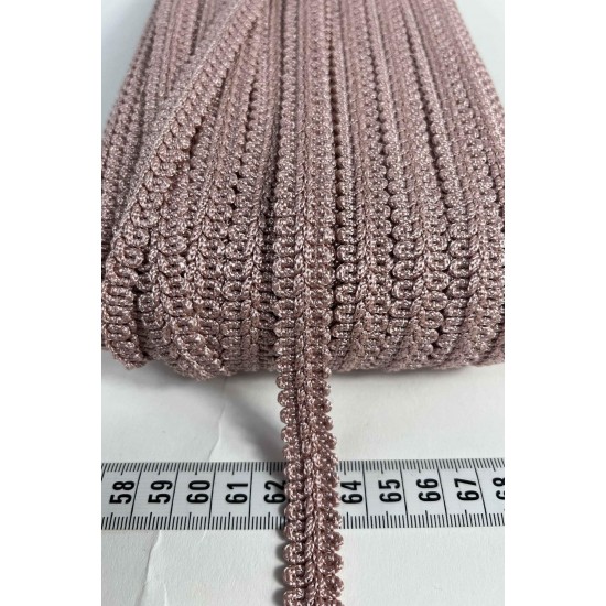 Koyu Pudra Dikişli Ko&ccedil; Boynuzu Şerit &ndash; Dekoratif Kenar S&uuml;s&uuml; ve El İşi Aksesuarı (3 Metre)-KBLY-1059