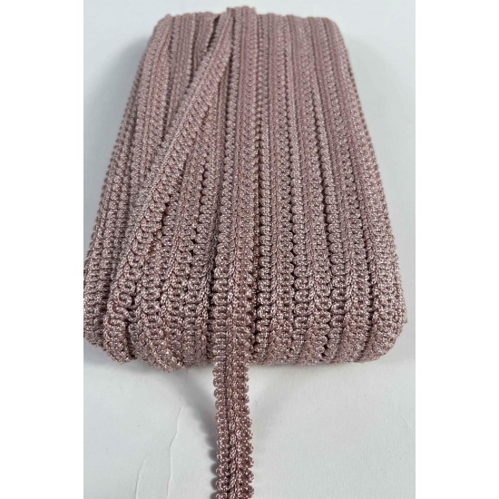 Koyu Pudra Dikişli Ko&ccedil; Boynuzu Şerit &ndash; Dekoratif Kenar S&uuml;s&uuml; ve El İşi Aksesuarı (3 Metre)-KBLY-1059