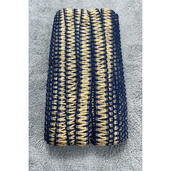Nautiluxe Marine Hasır Şerit Kurdele &ndash; Lacivert Bohem Denizci Desenli Premium 1 Metre-KBLYHSR-11