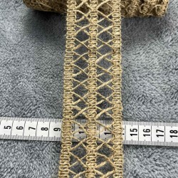 Rustavia Crossline Hasır Şerit Kurdele &ndash; Doğal J&uuml;t &Ouml;rg&uuml; Dekoratif Premium 1 Metre-KBLYHSR-12