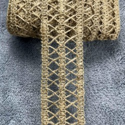 Rustavia Crossline Hasır Şerit Kurdele &ndash; Doğal J&uuml;t &Ouml;rg&uuml; Dekoratif Premium 1 Metre-KBLYHSR-12