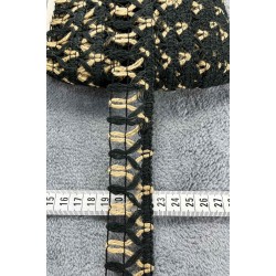Noirweave Ladder Hasır Şerit Kurdele &ndash; Siyah Bohem &Ouml;rg&uuml; Dekoratif Premium 1 Metre-KBLYHSR-13