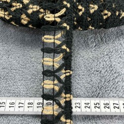 Noirweave Ladder Hasır Şerit Kurdele &ndash; Siyah Bohem &Ouml;rg&uuml; Dekoratif Premium 1 Metre-KBLYHSR-13
