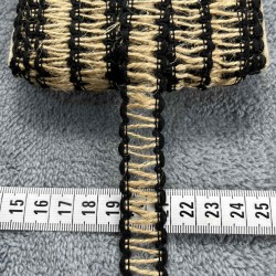 Obsidiora Ladder Hasır Şerit Kurdele &ndash; Siyah Rustik Merdiven &Ouml;rg&uuml; Dekoratif 1 Metre-KBLYHSR-17